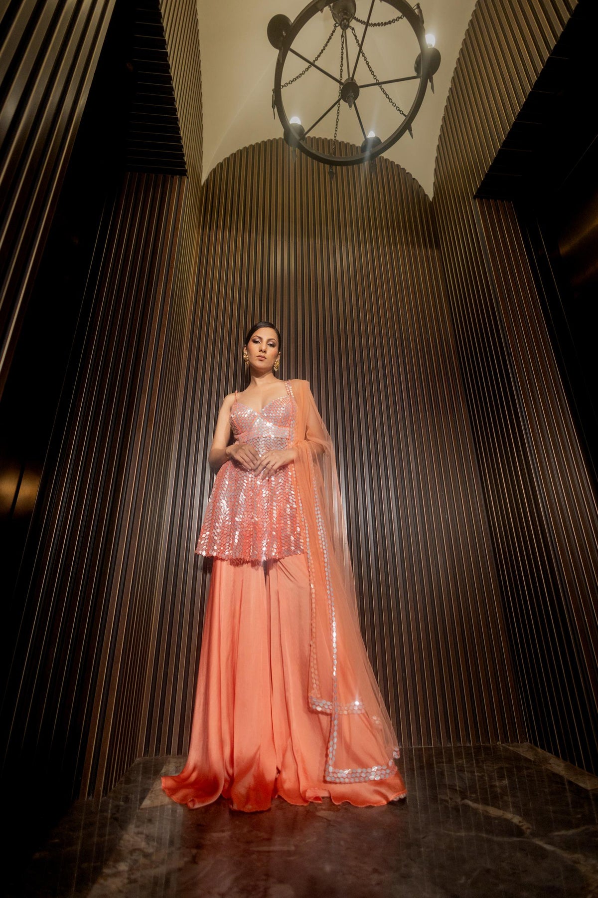CORALLA SEQUIN SHARARA SET