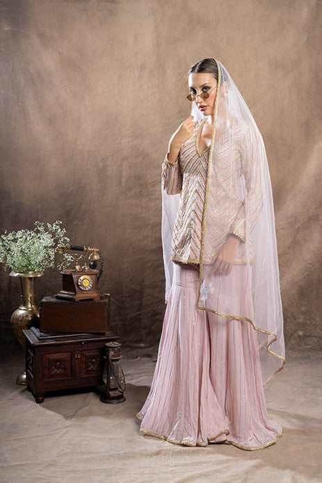 MAUVE PINK SHARARA SET