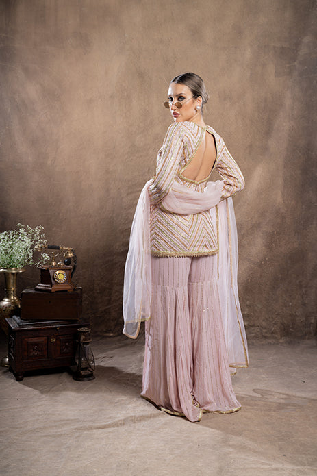 MAUVE PINK SHARARA SET