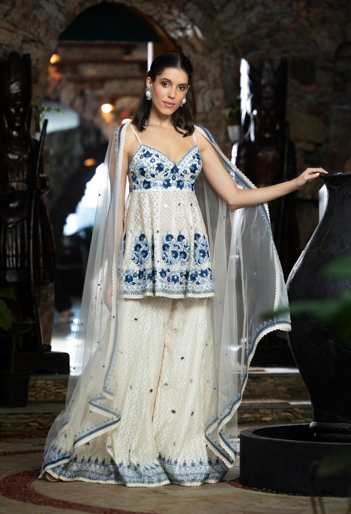 AZORA AARI PEPLUM SHARARA SET