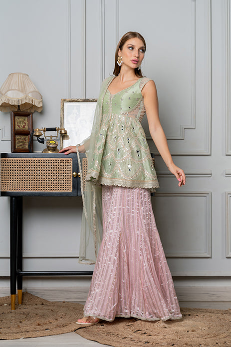 PASTELLI CHANDERI SHARARA SET