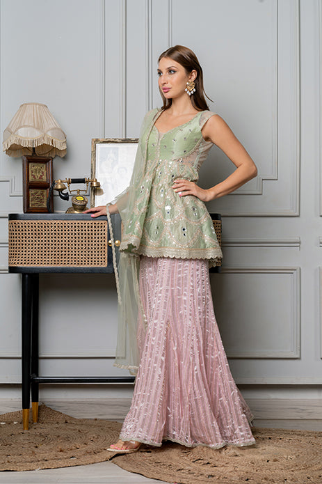 PASTELLI CHANDERI SHARARA SET