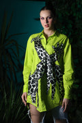 GREYSCALE GIRAFFE LIME GREEN SHIRT