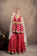 CRIMSON RED CHANDERI SHARARA SET